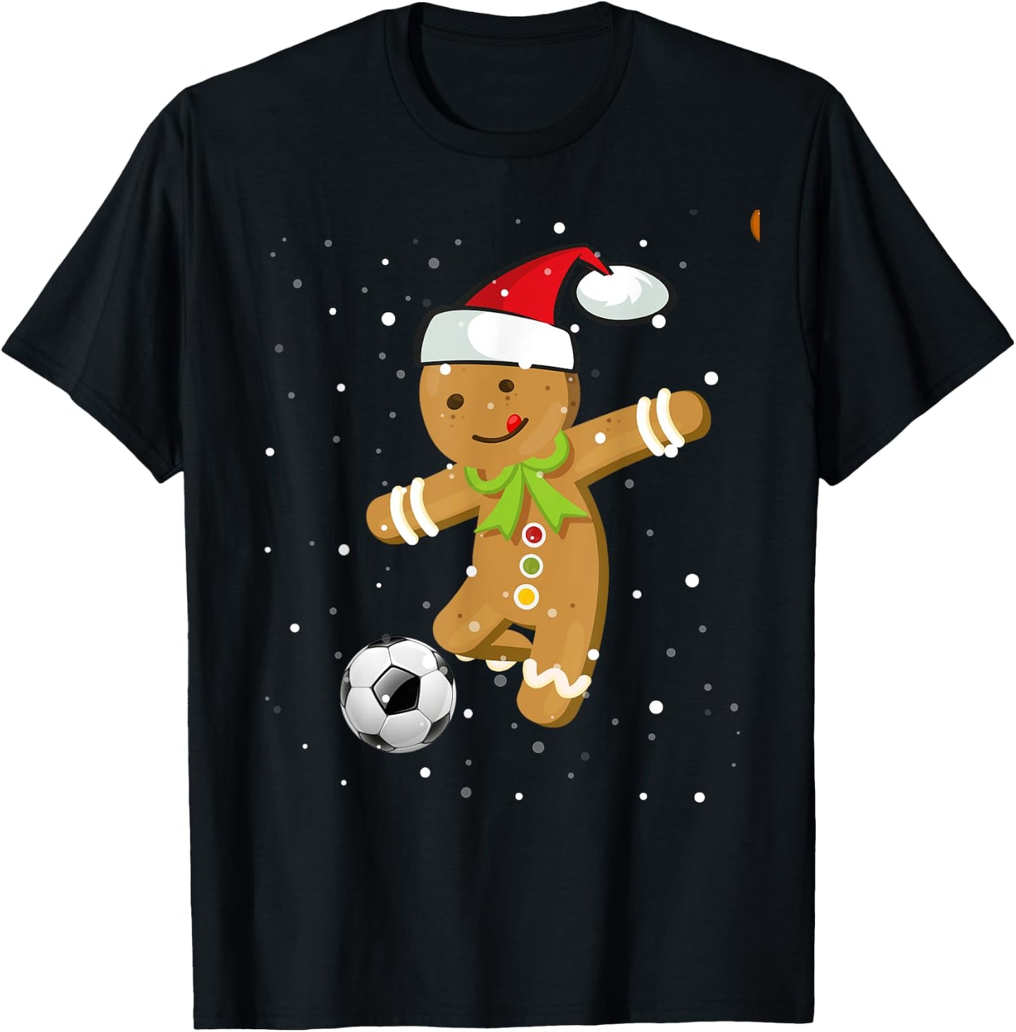 Christmas Football Soccer Gingerbread Player T-Shirt - T-Shirt | Black