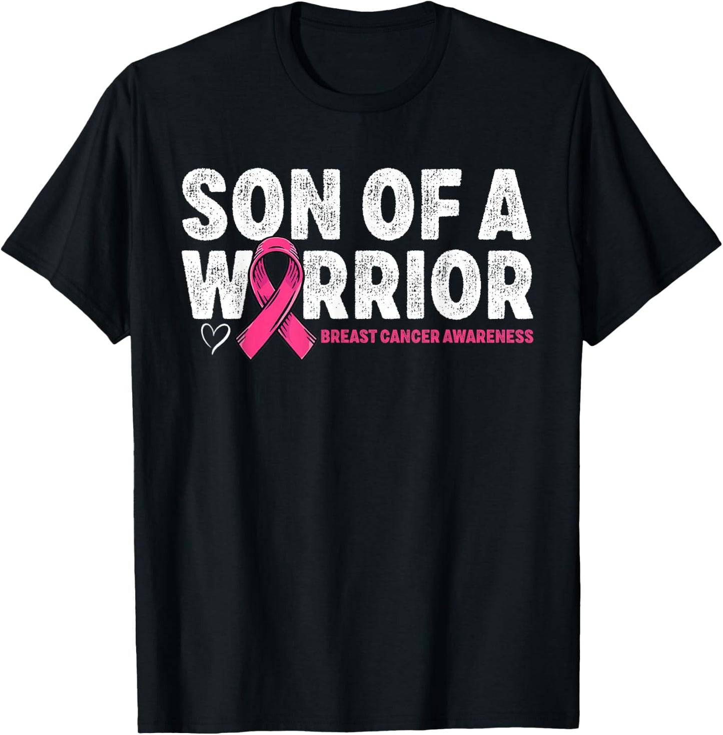 Son of A Warrior Breast Cancer Awareness Pink Ribbon Mom T-Shirt - T-Shirt | Black