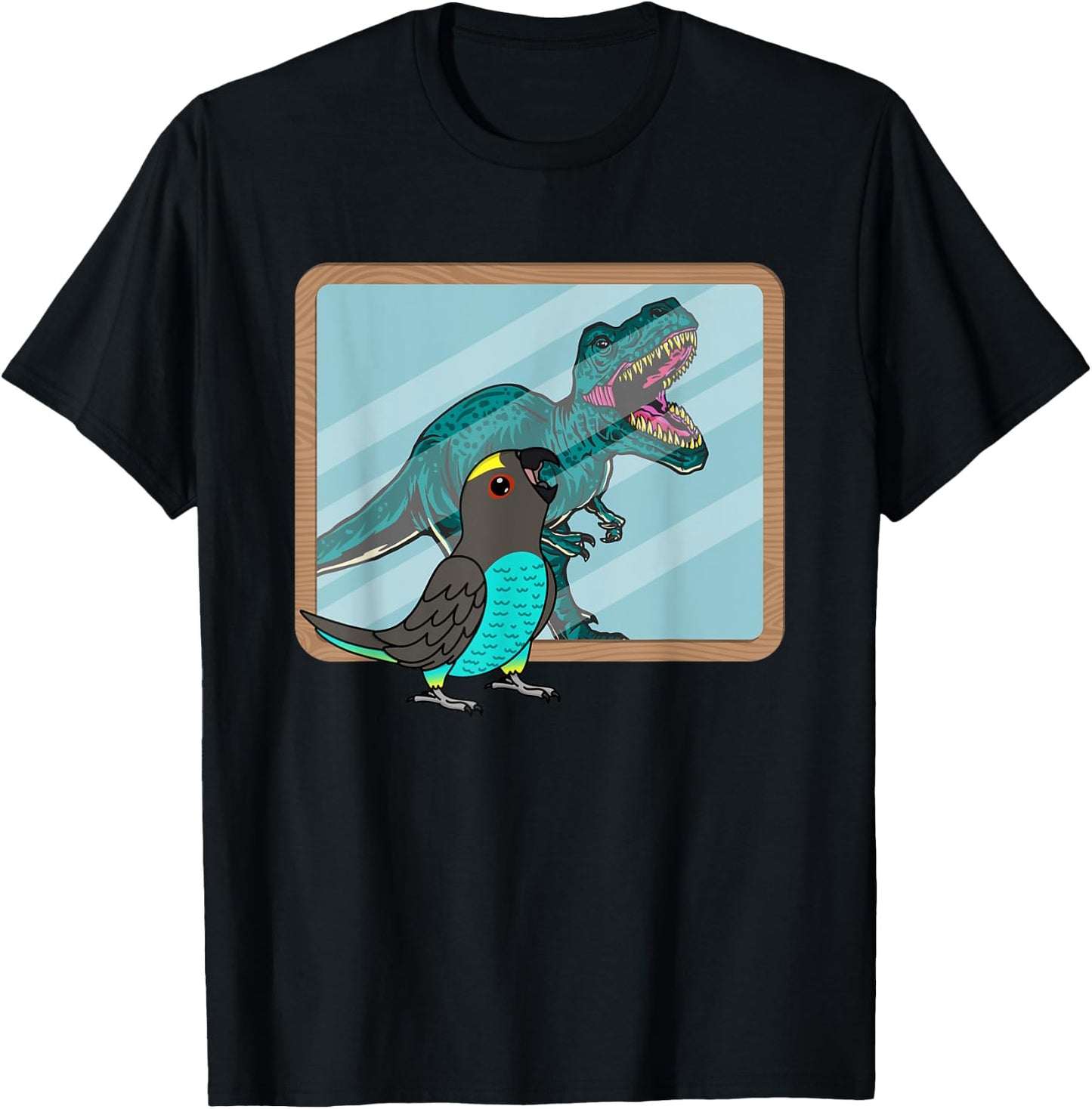 Parrot & T Rex Reflection I Meyers Parrot T-Shirt - T-Shirt | Black