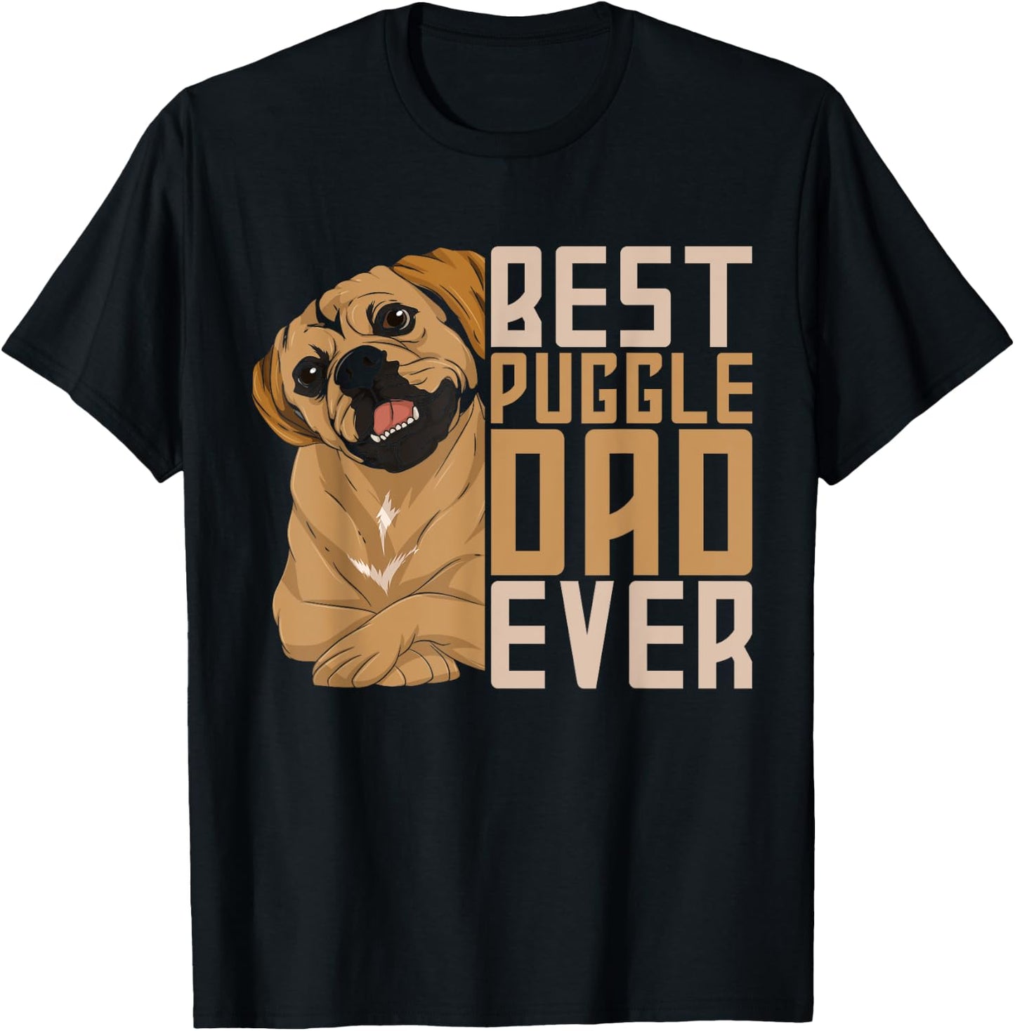 Best Puggle Dad Ever Cute Animal Dog Owner Puggle T-Shirt - T-Shirt | Black