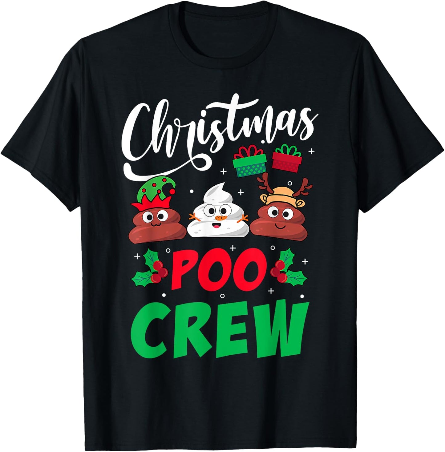Christmas Poo Crew Funny Poo Xmas Pajama T-Shirt - T-Shirt | Black