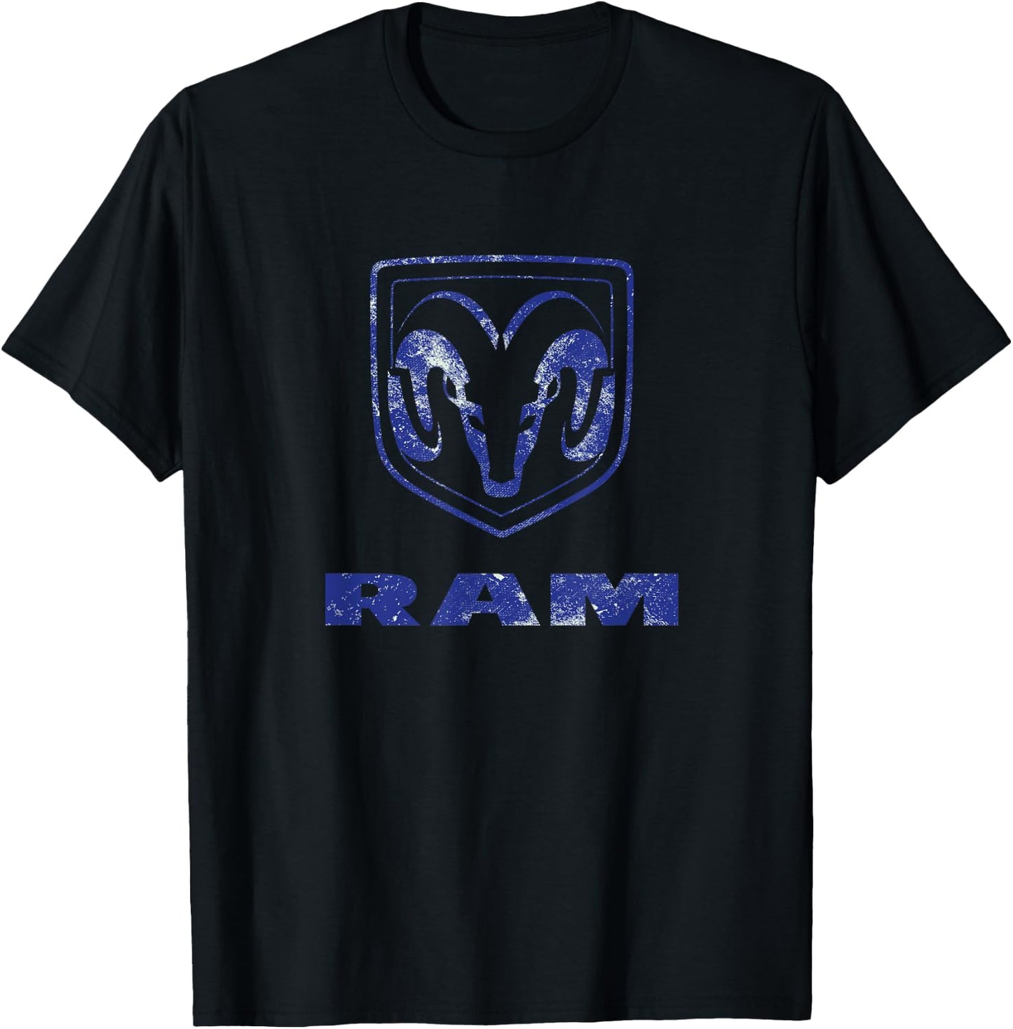 Ram Trucks Logo Distressed , Blue, S T-Shirt - T-Shirt | Black
