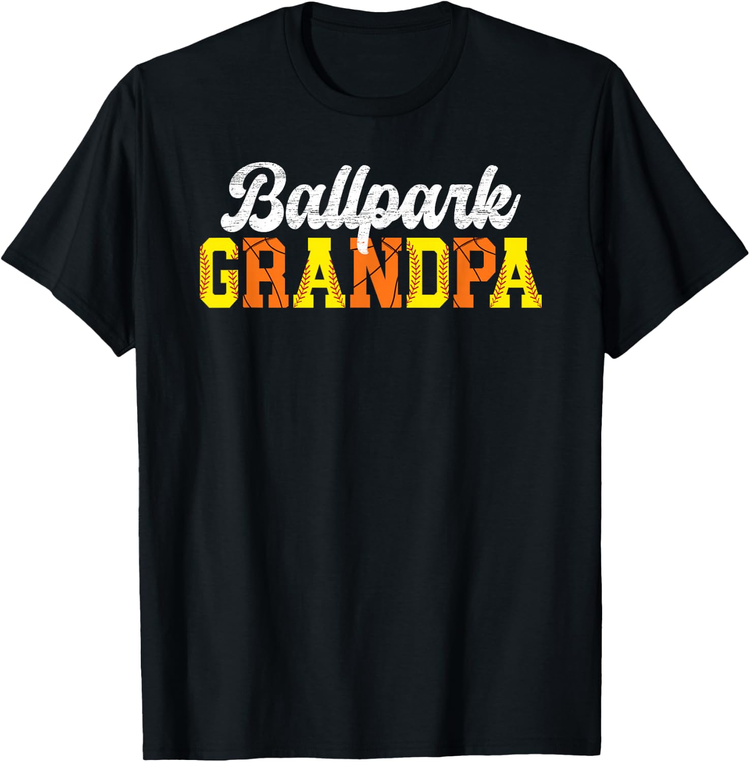 Ballpark Grandpa Softball Basketball Grandpa Of Ballers T-Shirt - T-Shirt | Black
