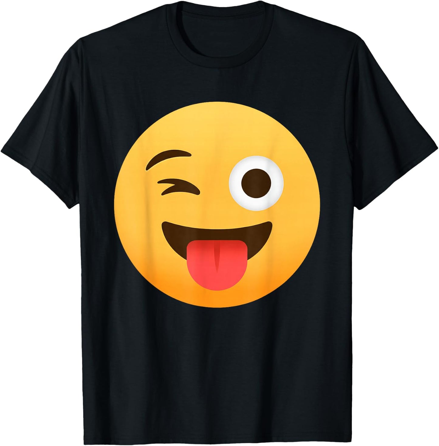 Funny Emoticon Winking Face Stuck-Out Tongue Winking Eye T-Shirt - T-Shirt | Black