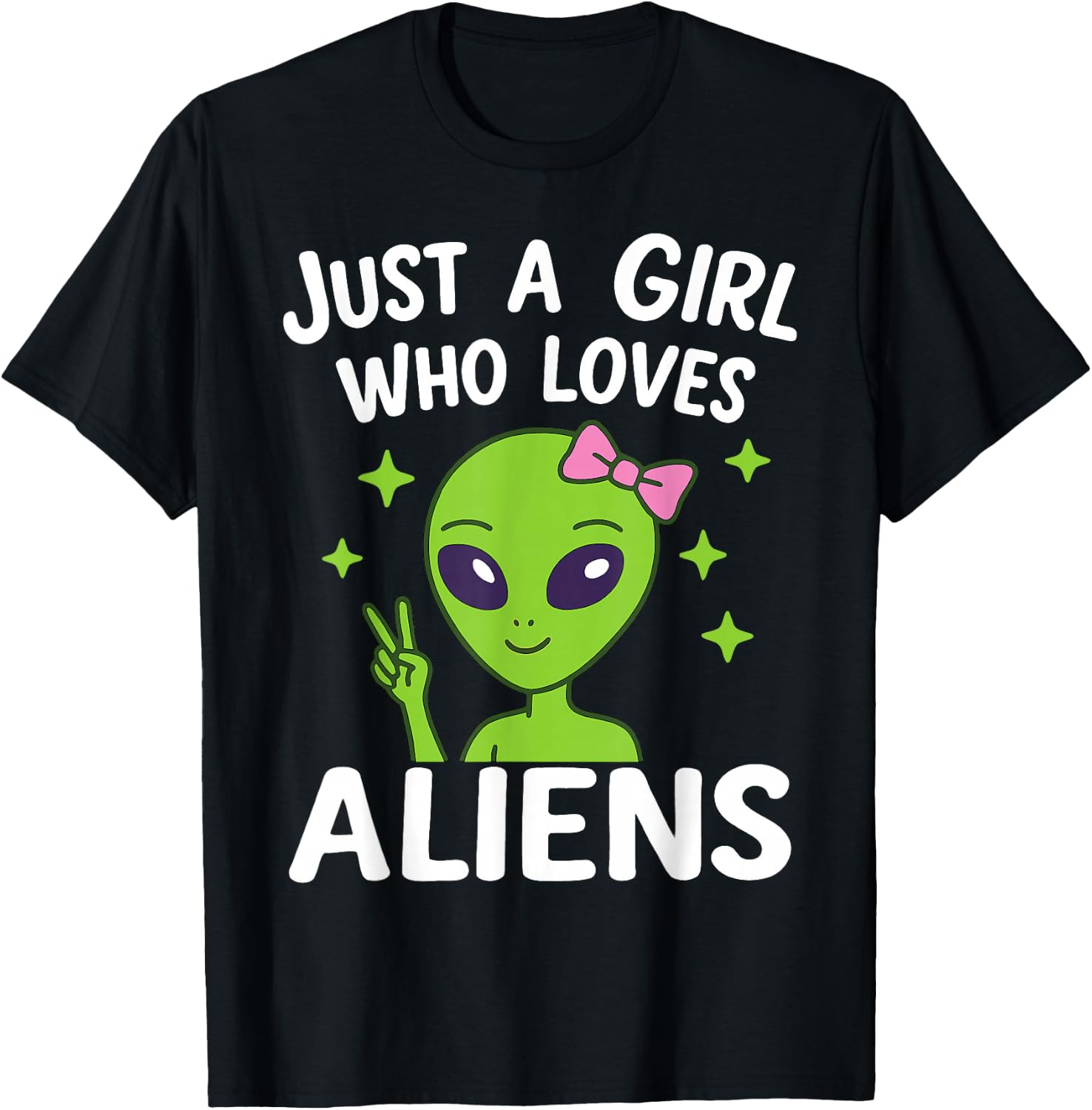 Just a Girl Who Loves Aliens Cute Kawaii Space Lover Women T-Shirt - T-Shirt | Black