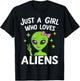 Just a Girl Who Loves Aliens Cute Kawaii Space Lover Women T-Shirt - T-Shirt | Black