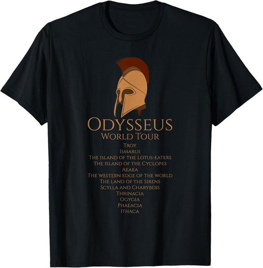 Odysseus World Tour - Ancient Greek Epic Mythlogy T-Shirt - T-Shirt | Black