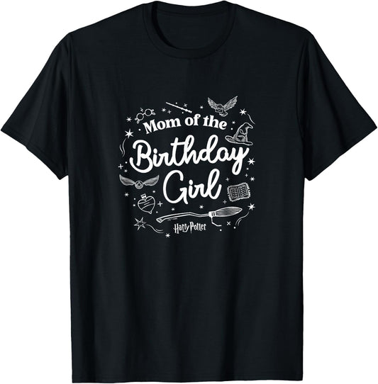 Harry Potter Birthday Mom of The Birthday Girl Magic Collage T-Shirt - T-Shirt | Black