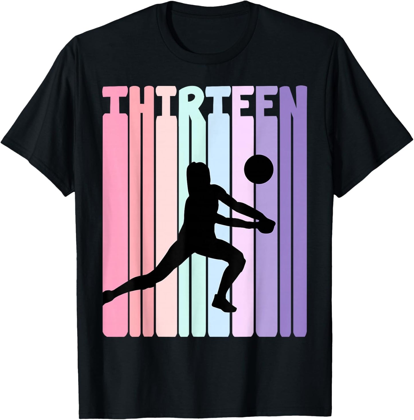 13th Birthday Retro Volleyball Girl Player 13 Years Old Kids T-Shirt - T-Shirt | Black