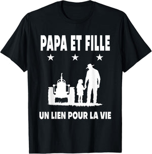 Dad and Daughter Father Farmer Tractor Fathers Day T-Shirt - T-Shirt | Black