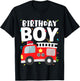 Kids Birthday Boy Fire Truck Party Firefighter Theme Toddler T-Shirt - T-Shirt | Black