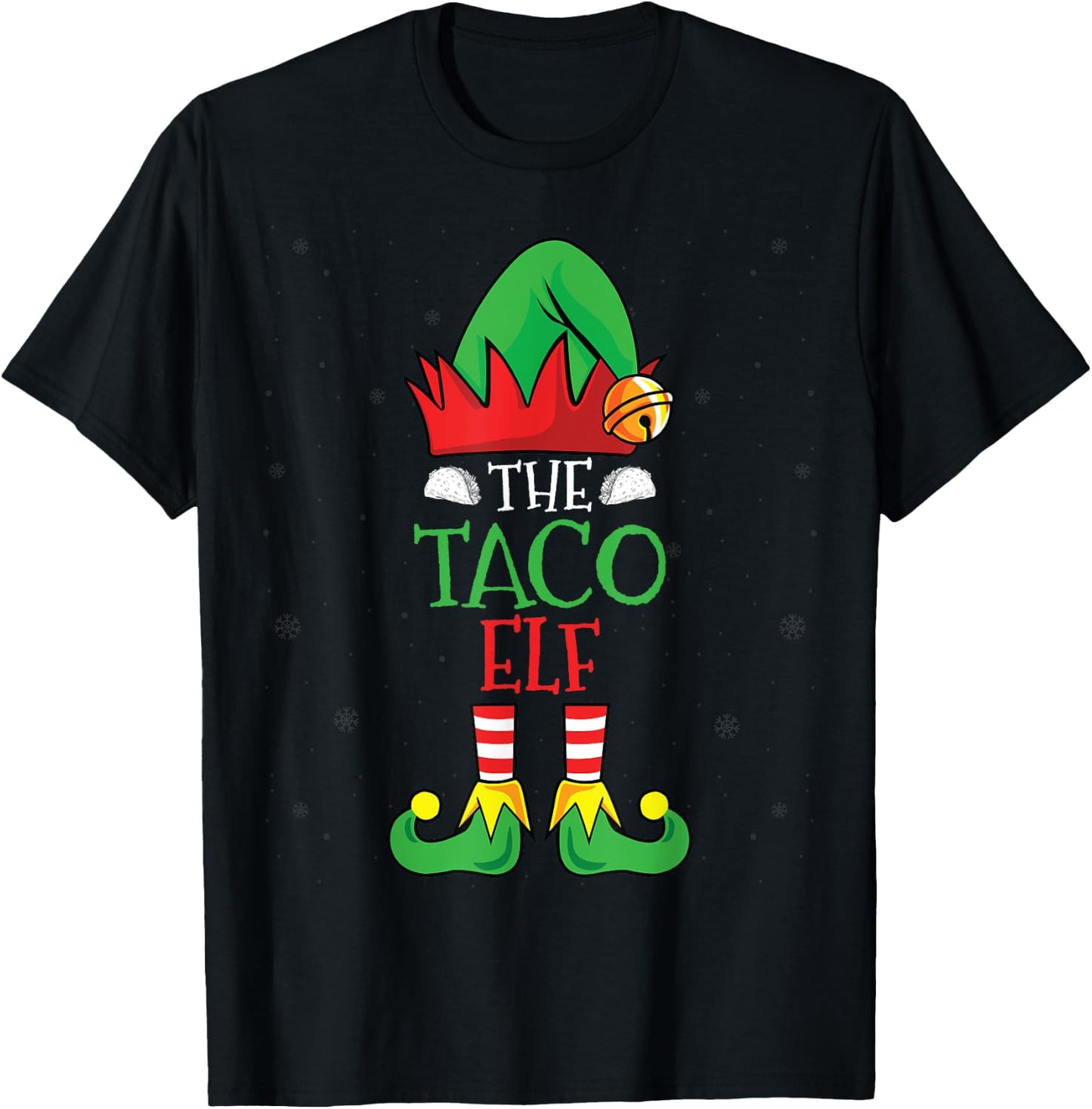 Tacos Lover Elf Xmas Holidays Mexican Food Christmas Taco T-Shirt - T-Shirt | Black