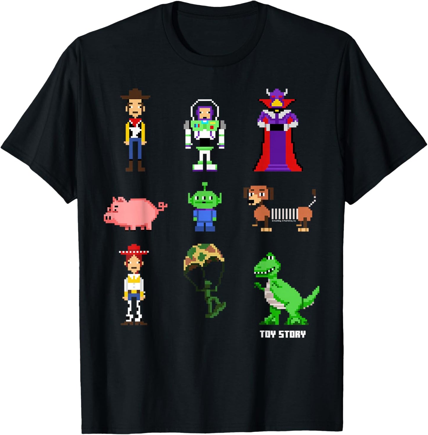 Disney Pixar Toy Story Pixel Toys 8 Bit Retro Style Icons T-Shirt - T-Shirt | Black