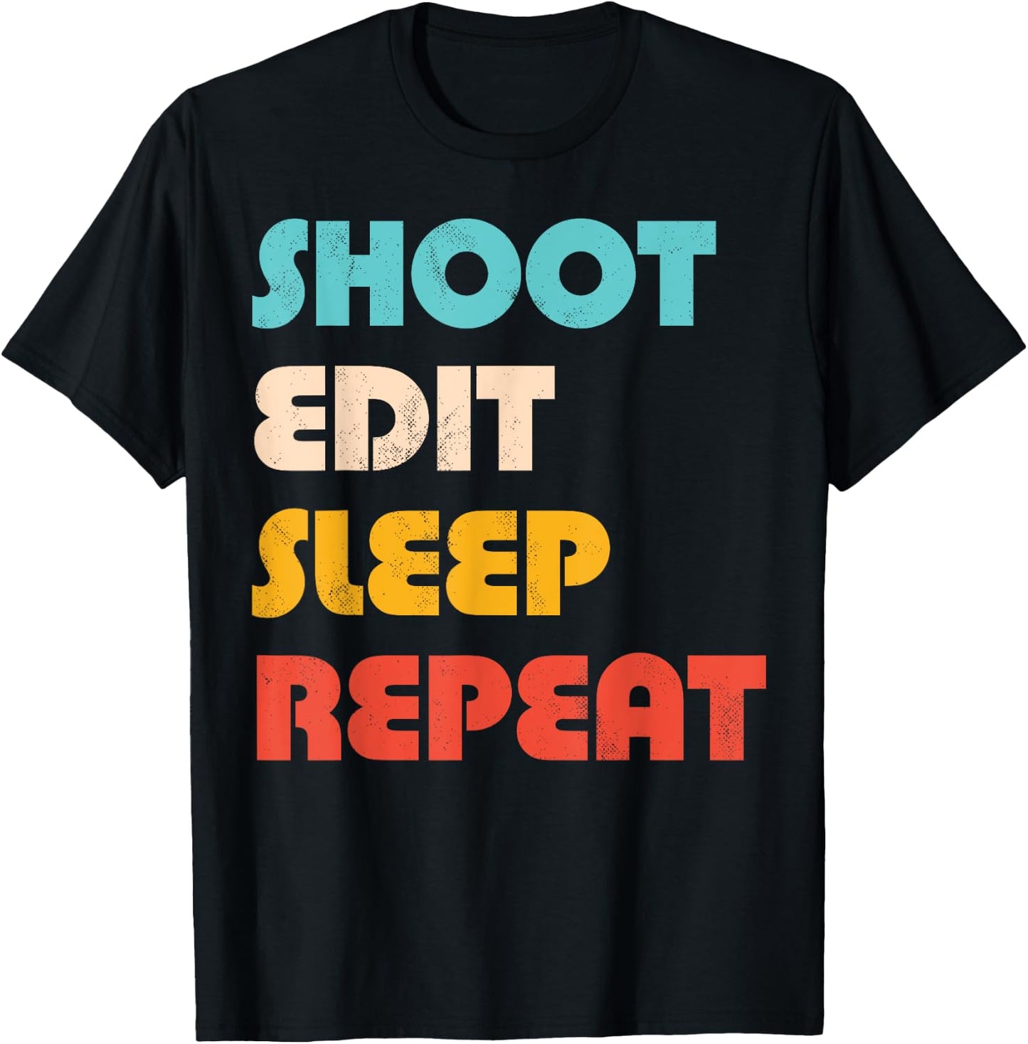 Photography Shoot Edit Sleep Repeat Photographer Camera Men T-Shirt - T-Shirt | Black