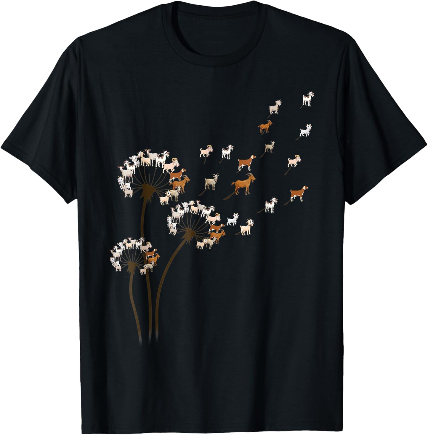 Goat Dandelion Flower Funny Animals Lovers Women T-Shirt - T-Shirt | Black