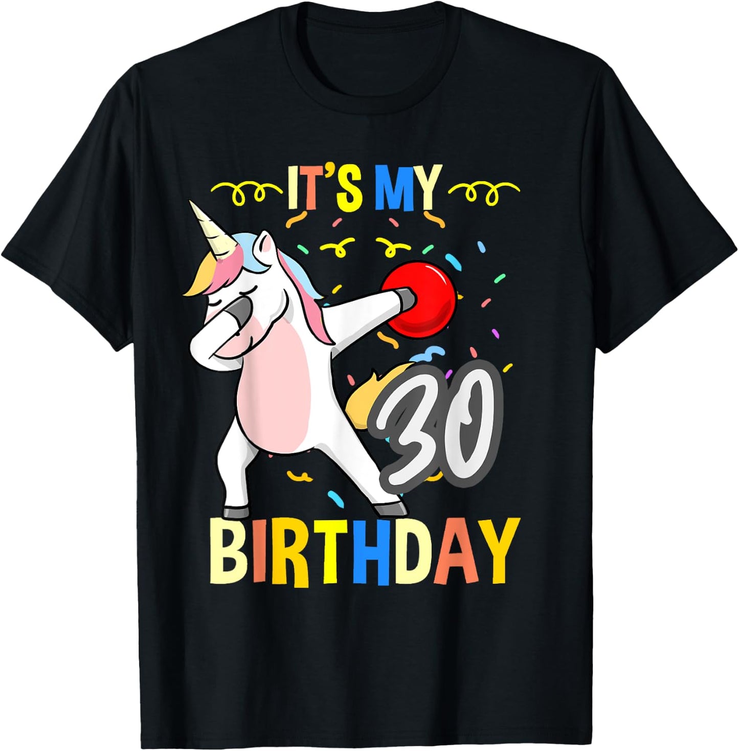 Its My 30th Birthday Dabbing Unicorn Bowling T-Shirt - T-Shirt | Black