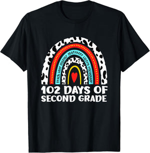 102 Day Of 2nd Grade Rainbow 102 Day Of Second Grade T-Shirt - T-Shirt | Black