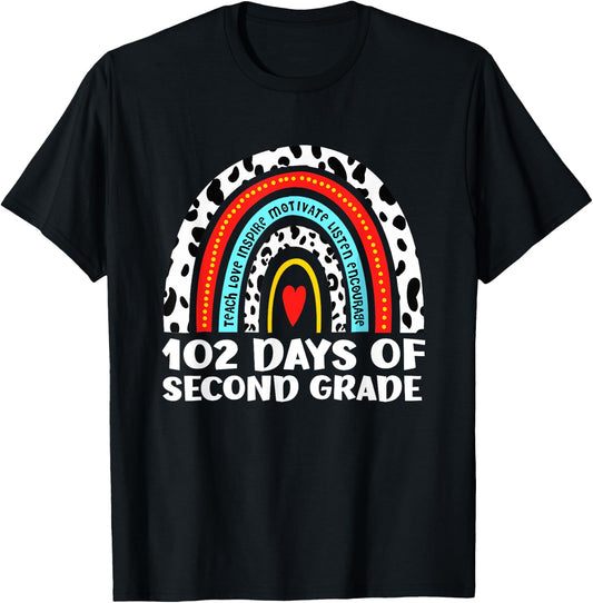 102 Day Of 2nd Grade Rainbow 102 Day Of Second Grade T-Shirt - T-Shirt | Black