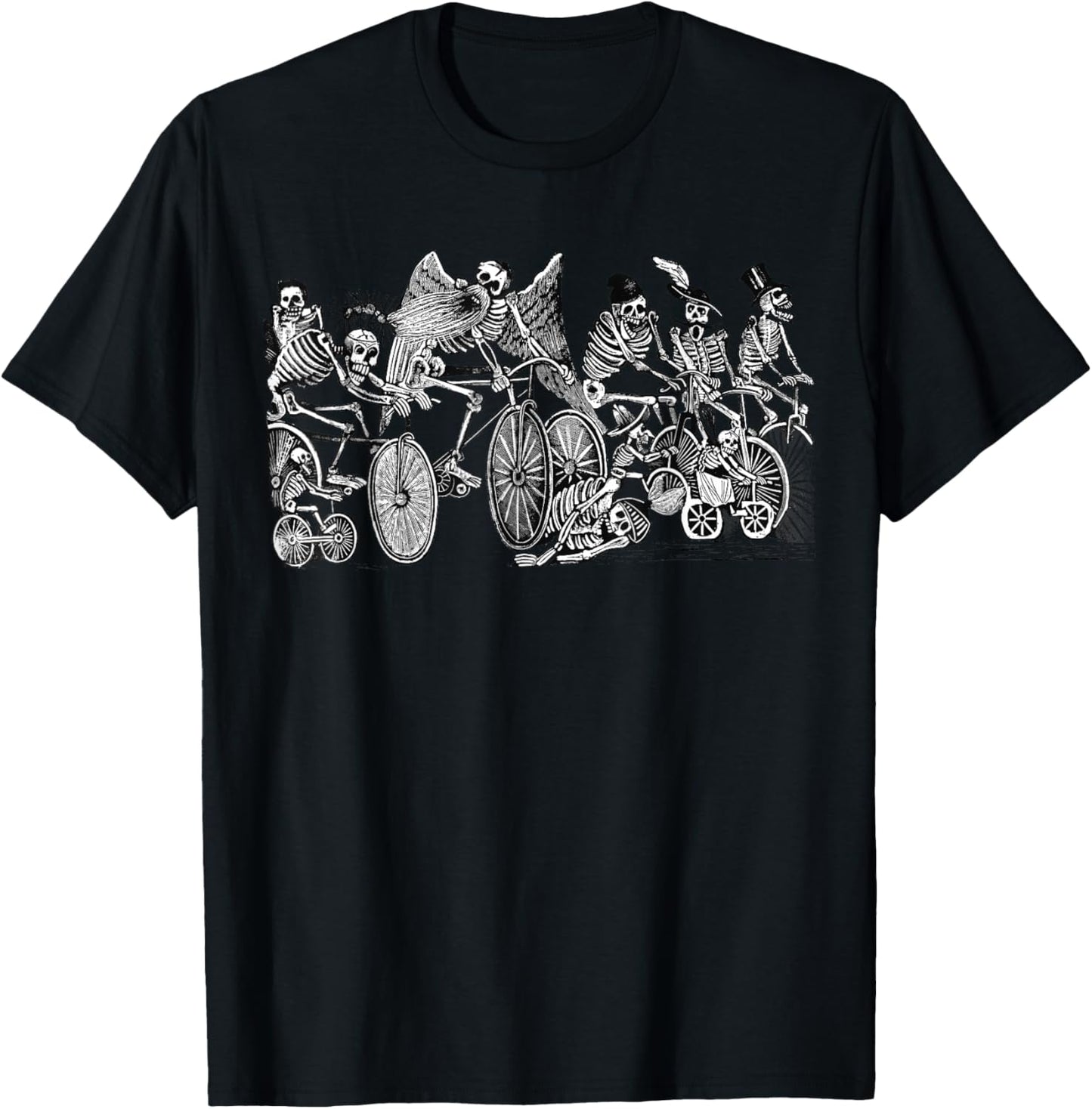 Bike Riding Skeletons Cycling for Bikers T-Shirt - T-Shirt | Black
