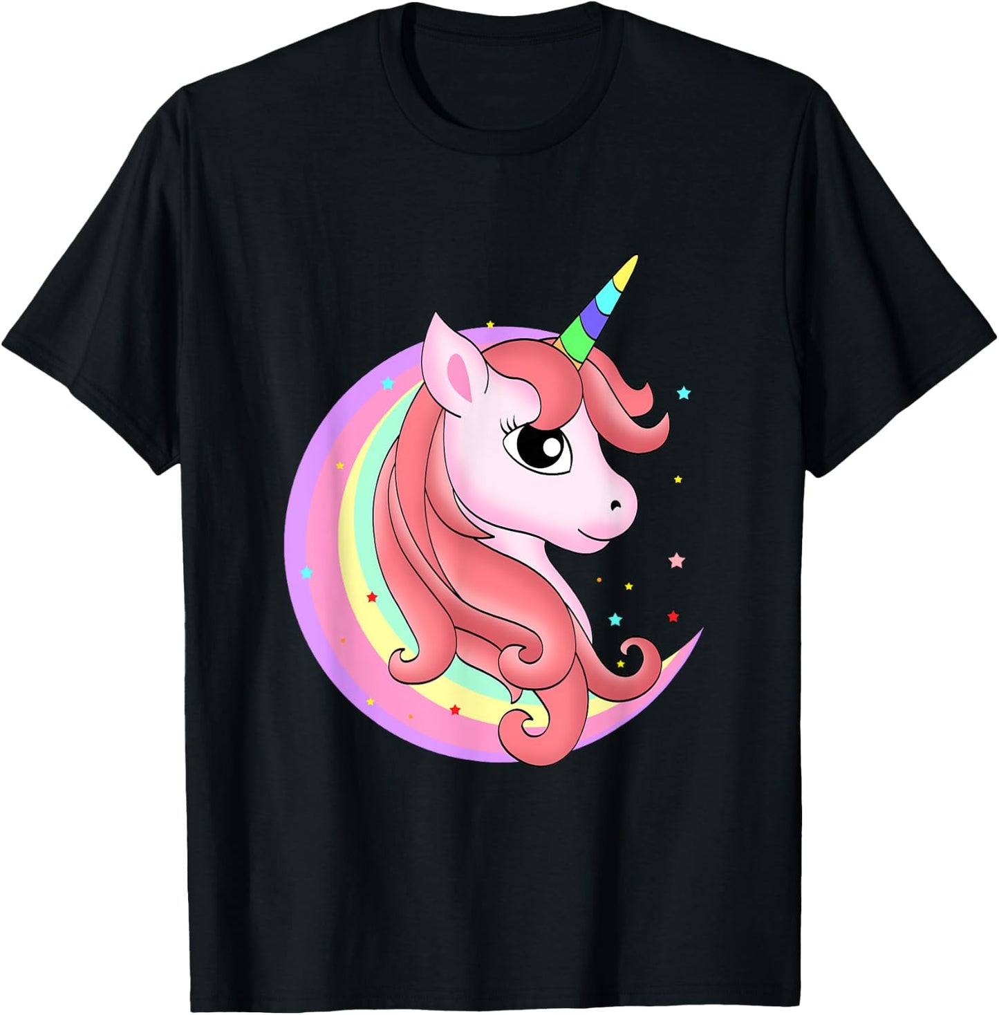Magical Unicorn and a Rainbow - Unicorn T-Shirt - T-Shirt | Black