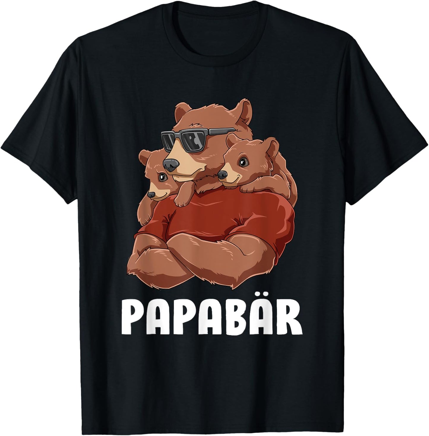 Papa Bear Sibling Clamp Daughter Son Dad Father's Day , black T-Shirt - T-Shirt | Black