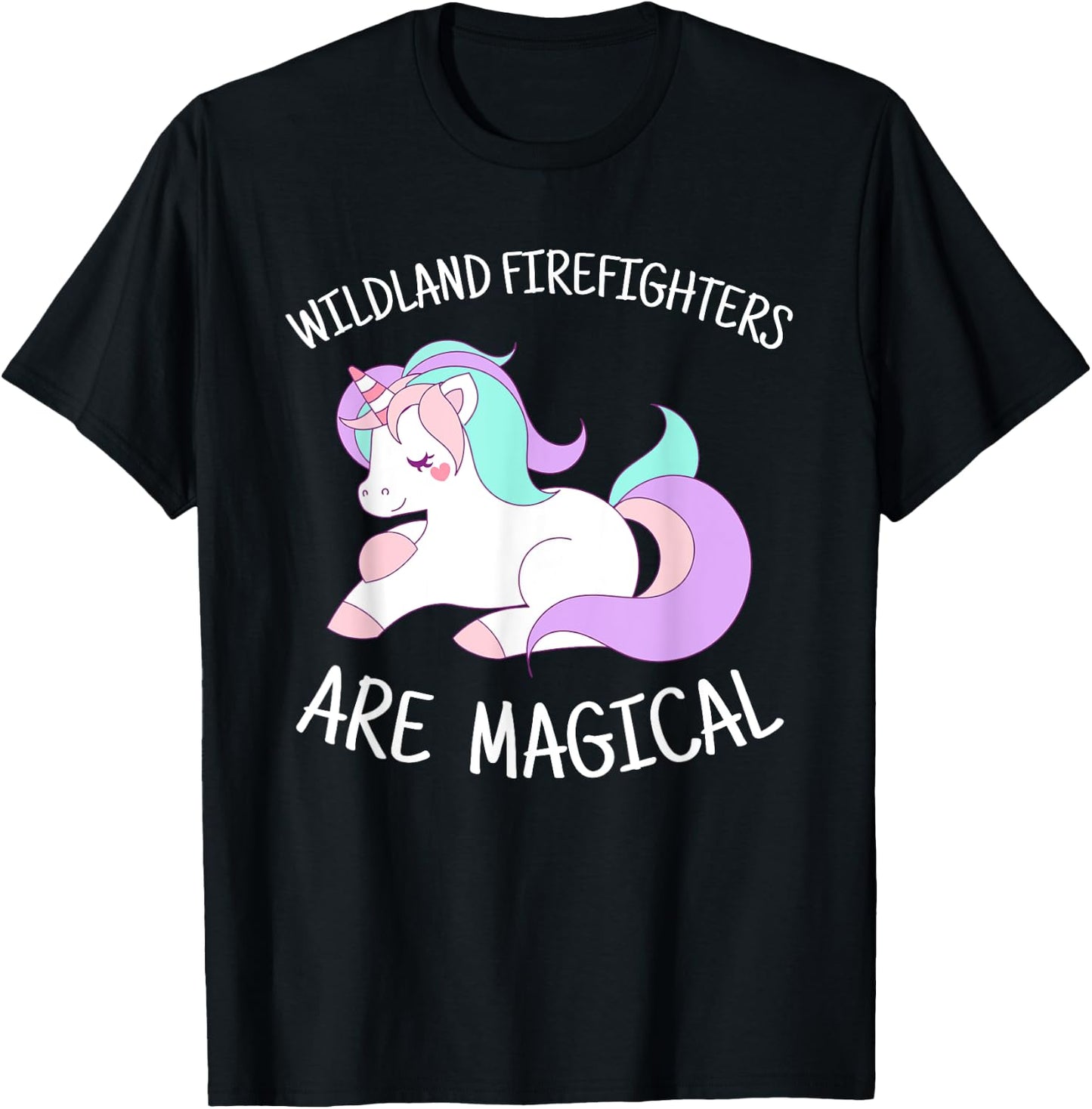 Cute Wildland Firefighter Unicorn Shirt Gift T-Shirt - T-Shirt | Black