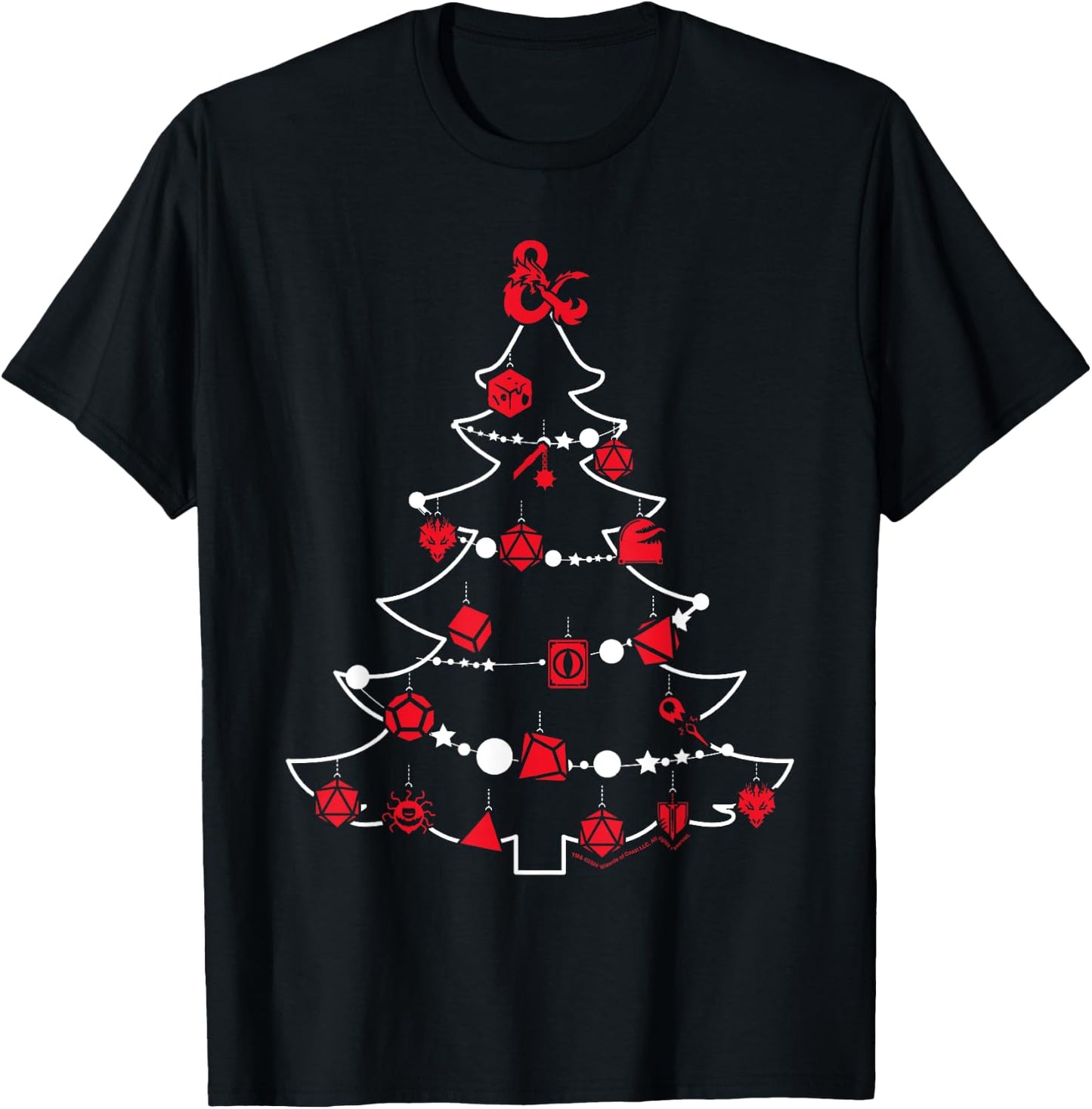 Dungeons & Dragons Christmas Tree Dice Baubles T-Shirt - T-Shirt | Black