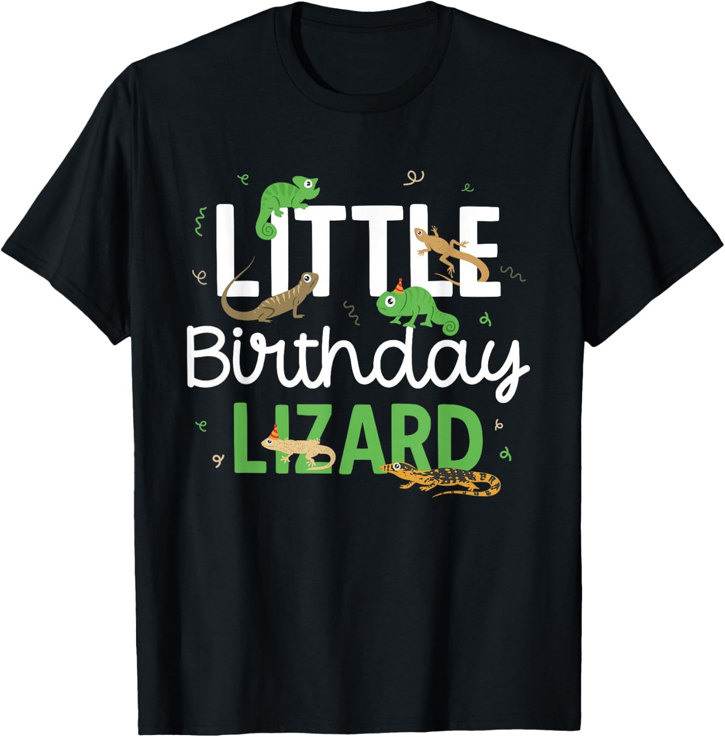 Kids Reptile Little Birthday Lizard Themed Birthday T-Shirt - T-Shirt | Black