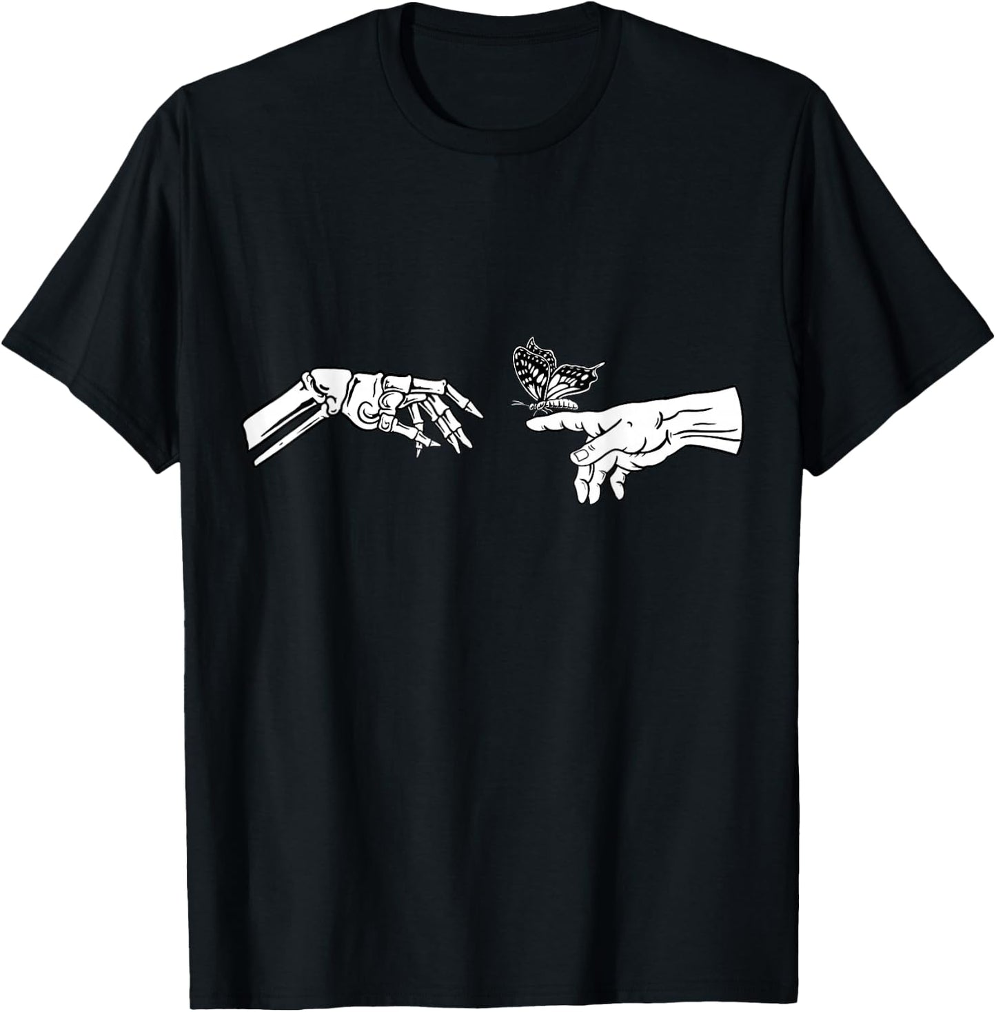 Michelangelo Creation of Adams Butterfly Grunge , black T-Shirt - T-Shirt | Black