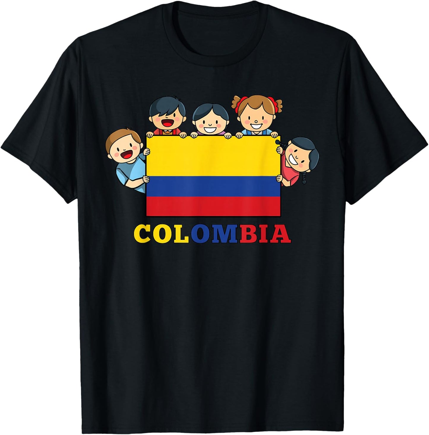 Kids Colombia Flag Hispanic Heritage Month Colombian T-Shirt - T-Shirt | Black