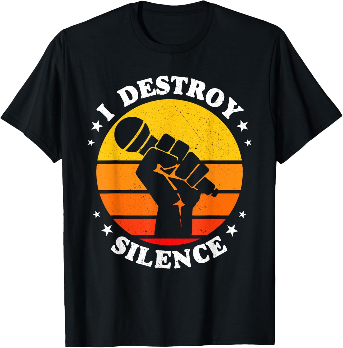 I Destroy Silence Singer Microphone T-Shirt - T-Shirt | Black