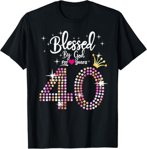 Blessed by God for 40 Years 40th Birthday Anniversary T-Shirt - T-Shirt | Black