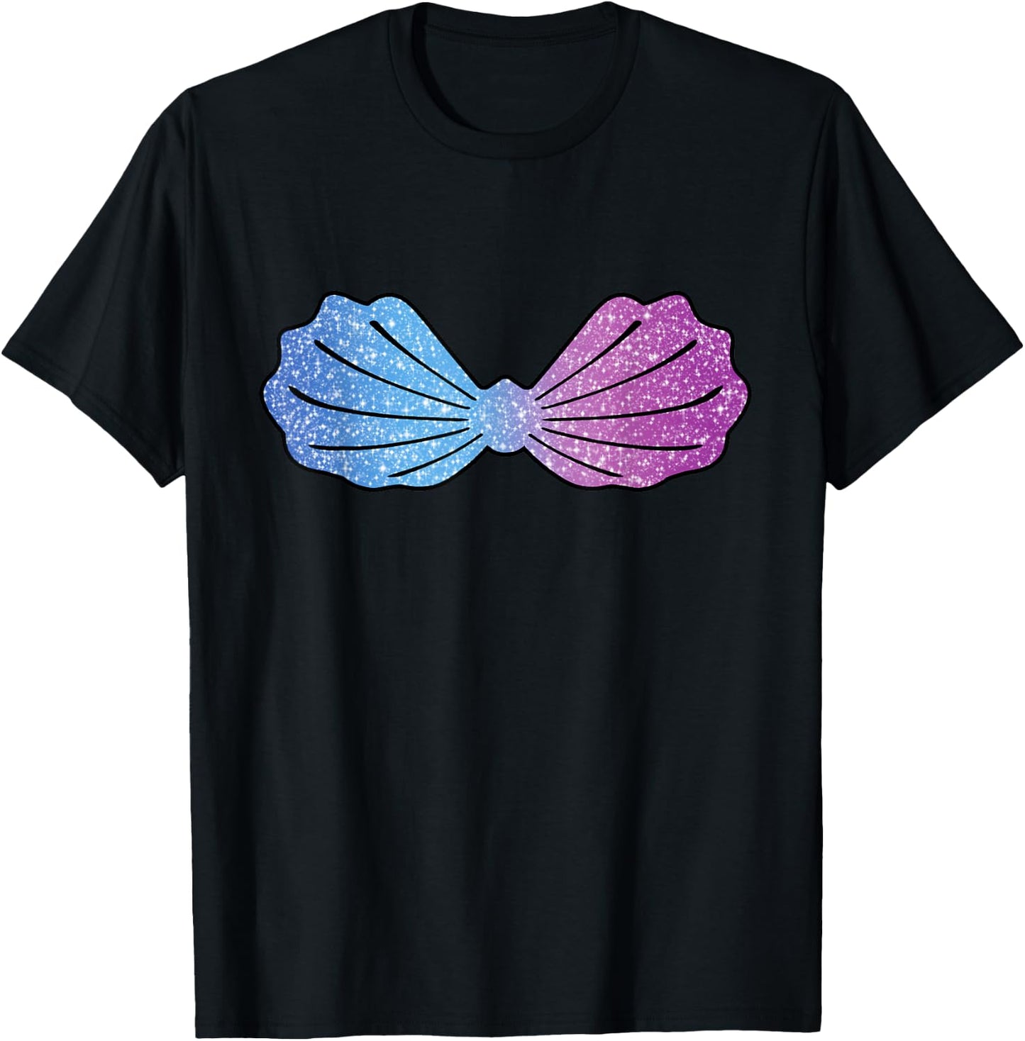 Mermaid Blue teal Ambre Sea shell Bra Costume Halloween T-Shirt - T-Shirt | Black