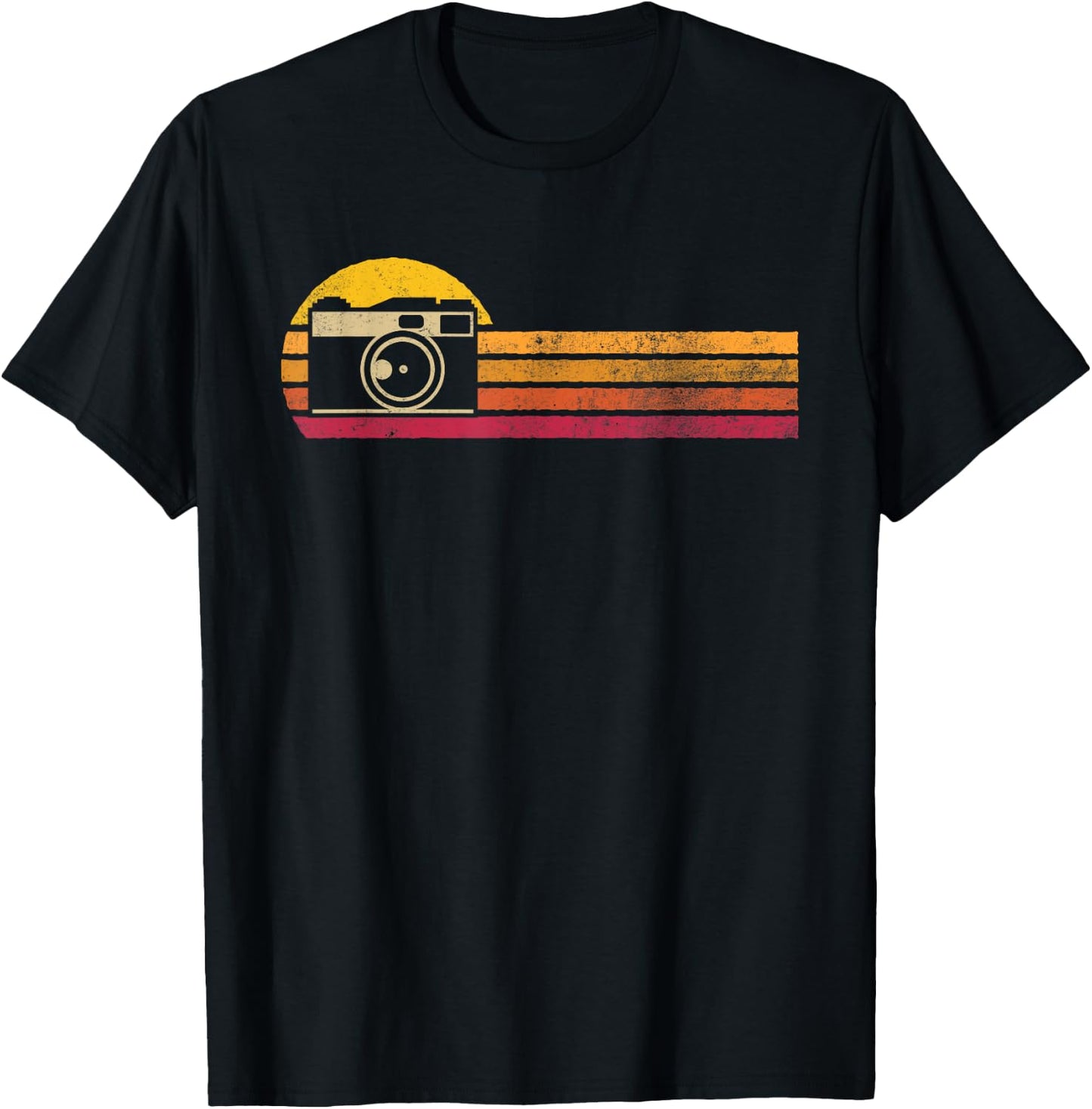 Vintage Style Camera Silhouette Retro Photographer Gift T-Shirt - T-Shirt | Black