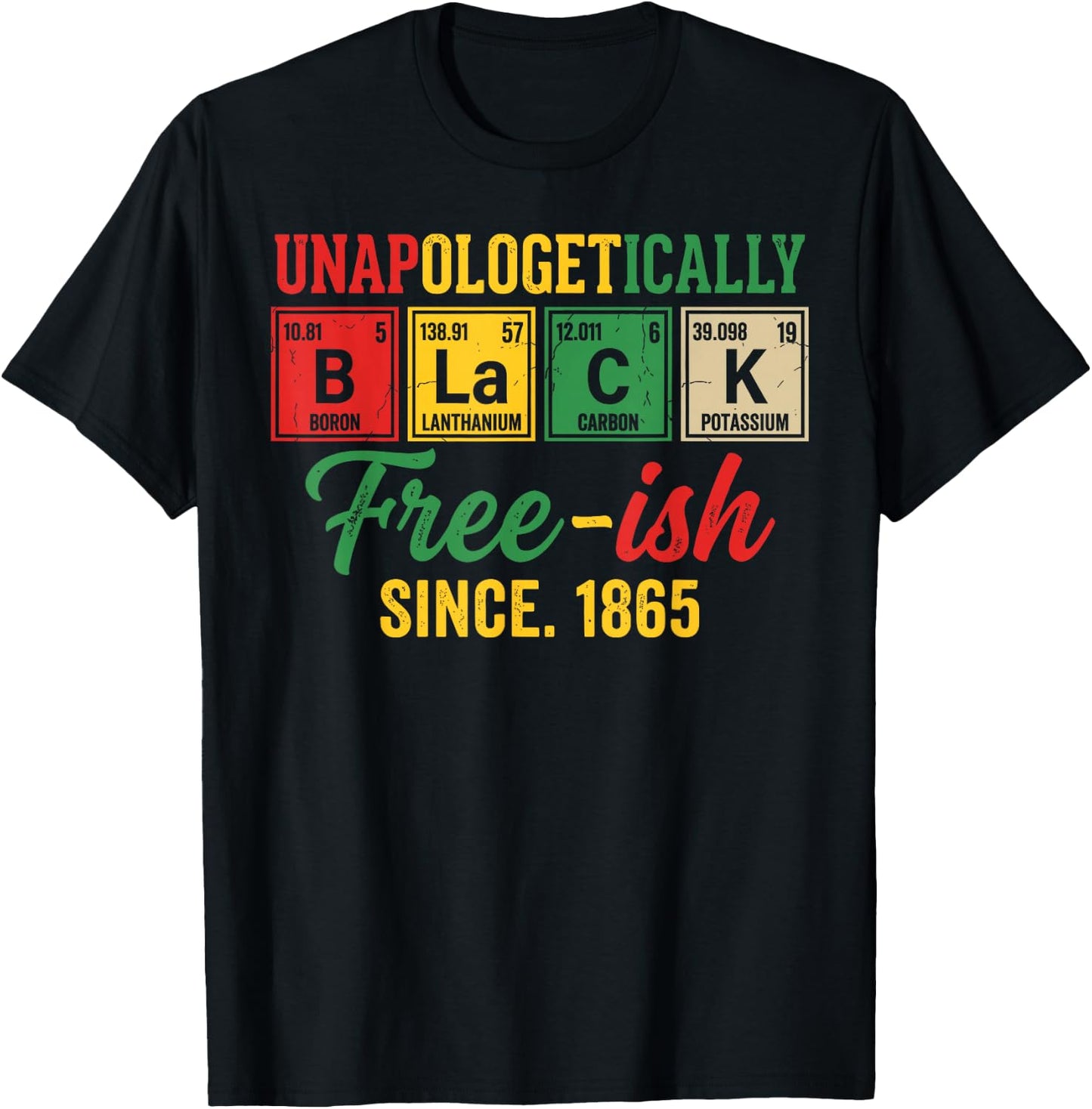 Unapologetically Black Periodic Juneteenth 1865 Celebration T-Shirt - T-Shirt | Black