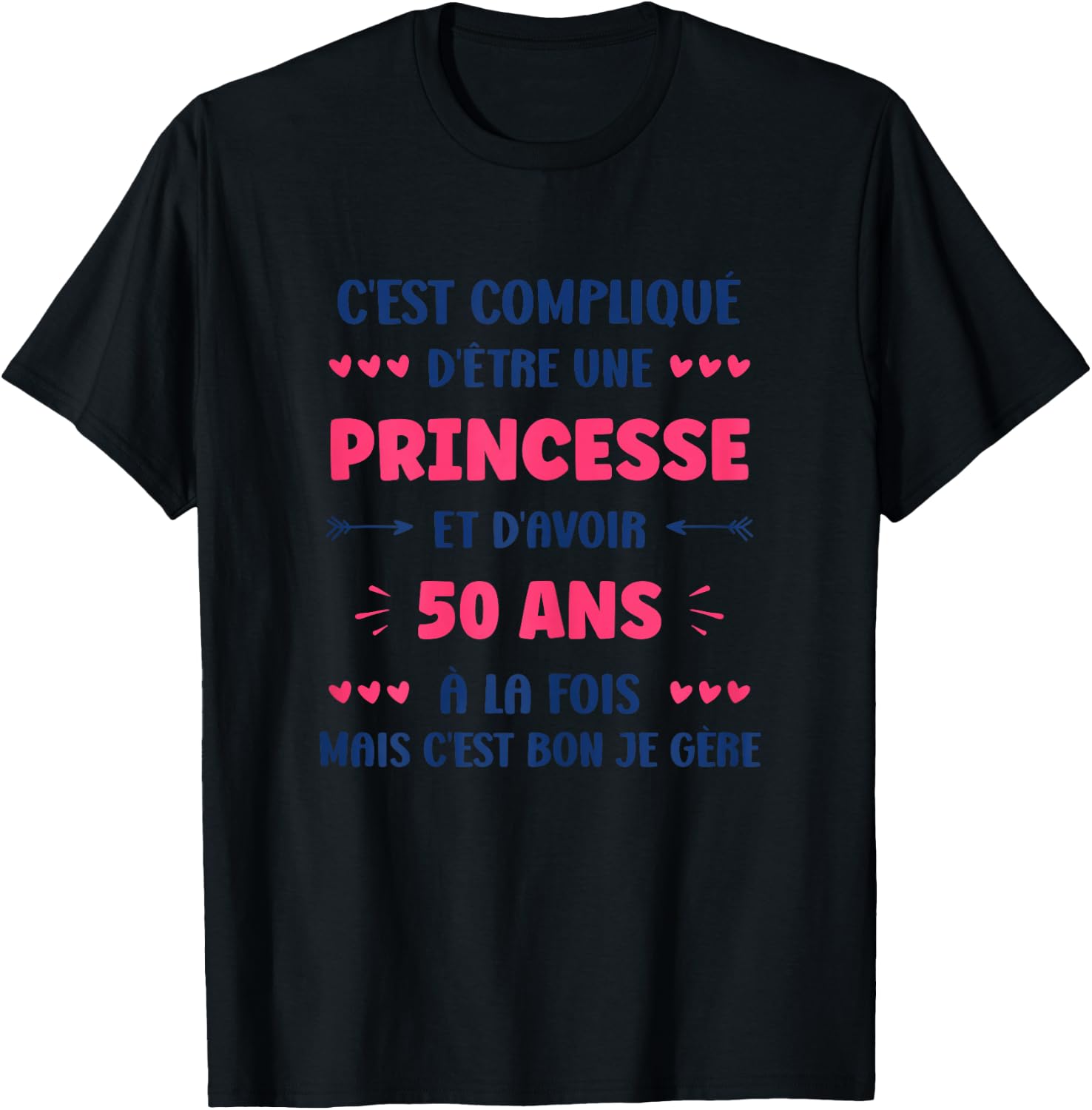 Funny Woman 50 Years Princess Birthday 50 Years , white, Female X-Small T-Shirt - T-Shirt | Black