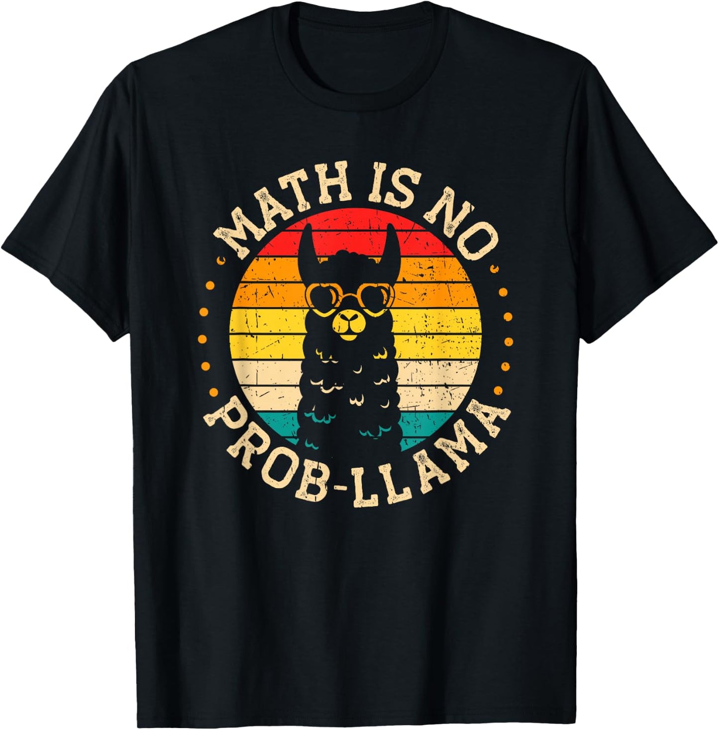 Math Is No Probllama Mathematic Teacher Llama T-Shirt - T-Shirt | Black