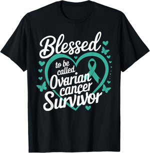Teal Ribbon Blessed to Be Called Ovarian Cancer Survivor T-Shirt - T-Shirt | Black