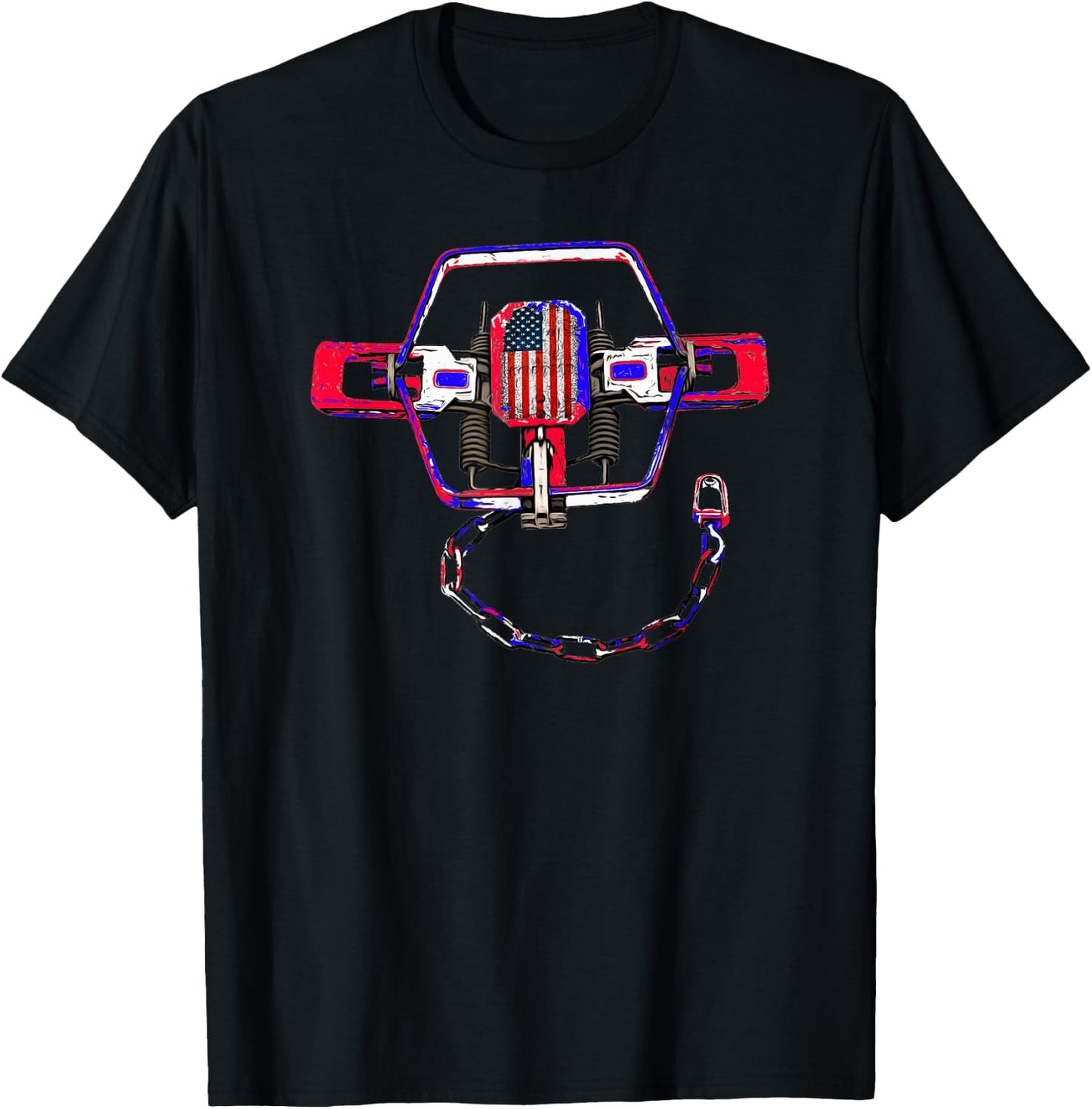 Trapping Shirt with a USA Flag Trap for Trappers Women Kids Men T-Shirt - T-Shirt | Black