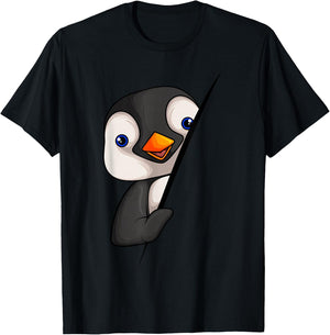 Penguin Girls Boys Children Women Penguin T-Shirt - T-Shirt | Black