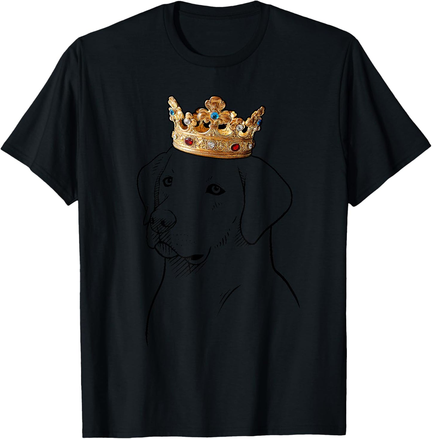 Labrador Retriever Dog Wearing Crown Women Kids T-Shirt - T-Shirt | Black