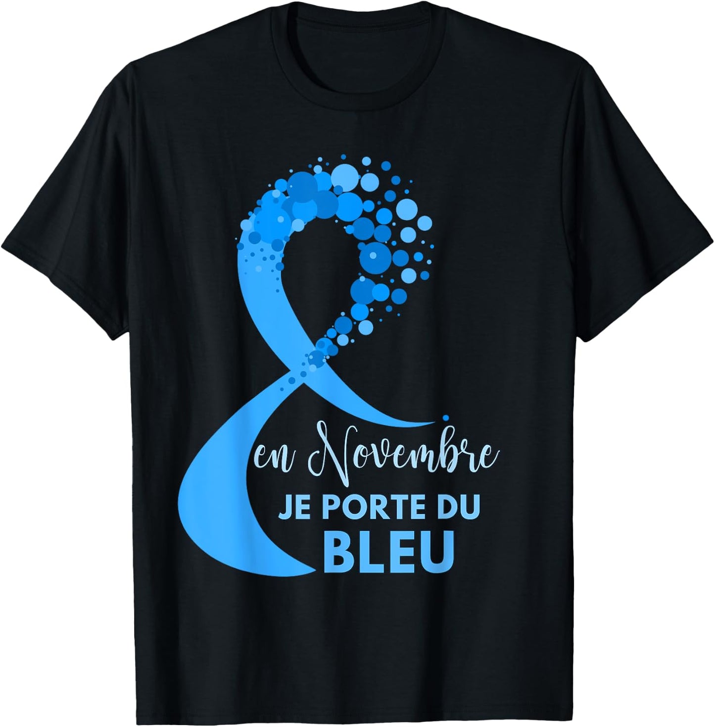 Blue Ribbon Prostate Cancer November Awareness T-Shirt - T-Shirt | Black