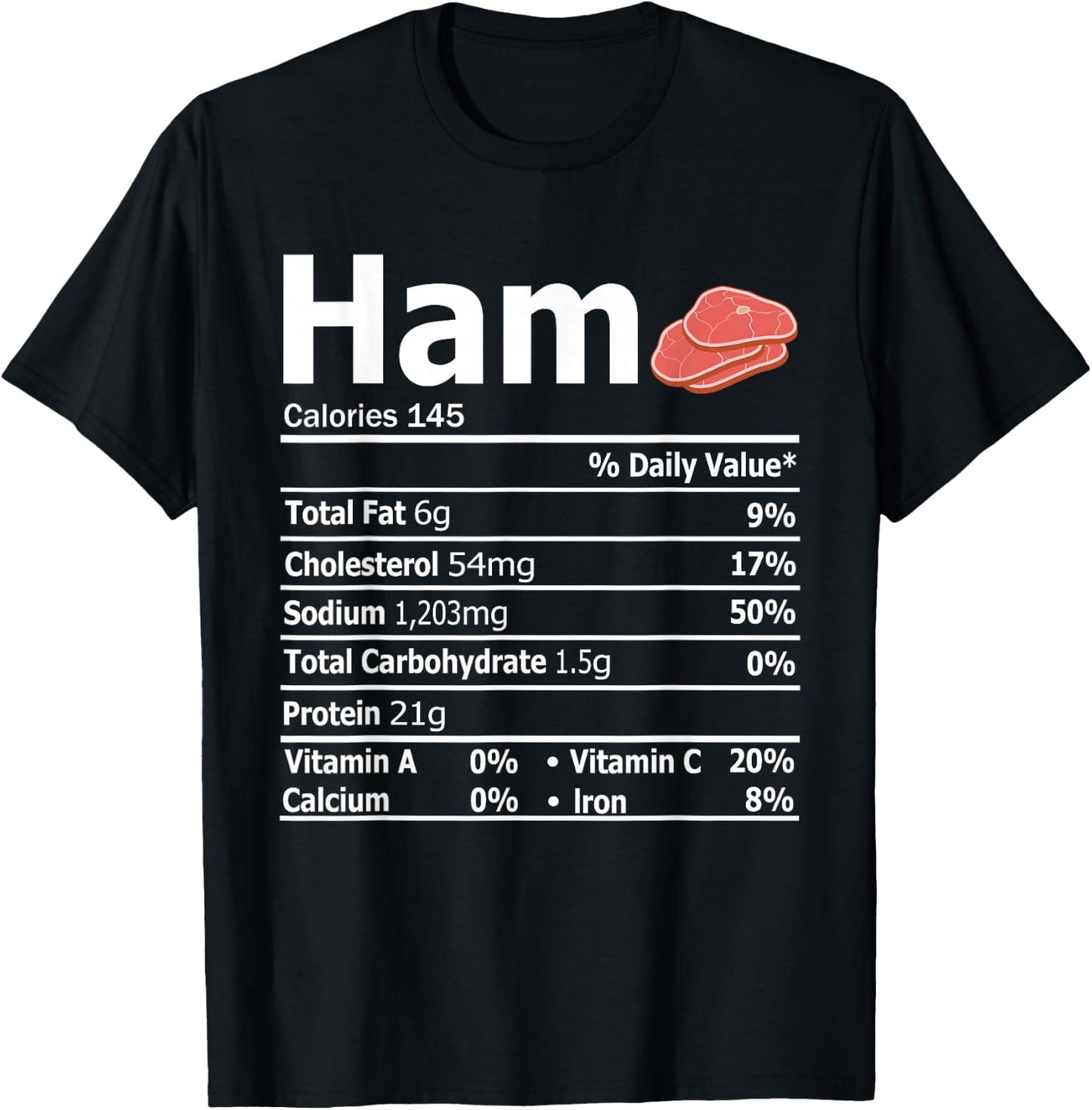 Ham Nutrition Facts Family Matching Thanksgiving Costume T-Shirt - T-Shirt | Black