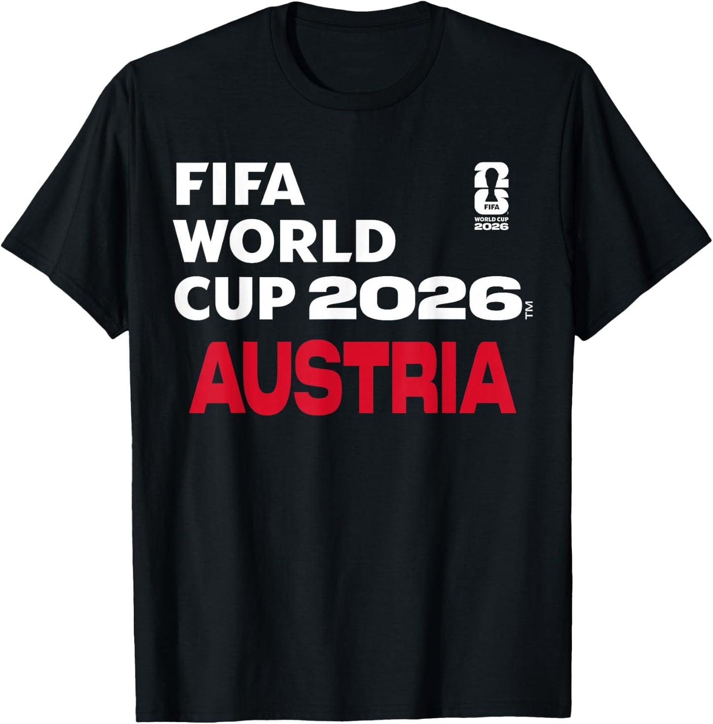 FIFA World CUP26 Österreich Blockbuchstaben T-Shirt - T-Shirt | Black