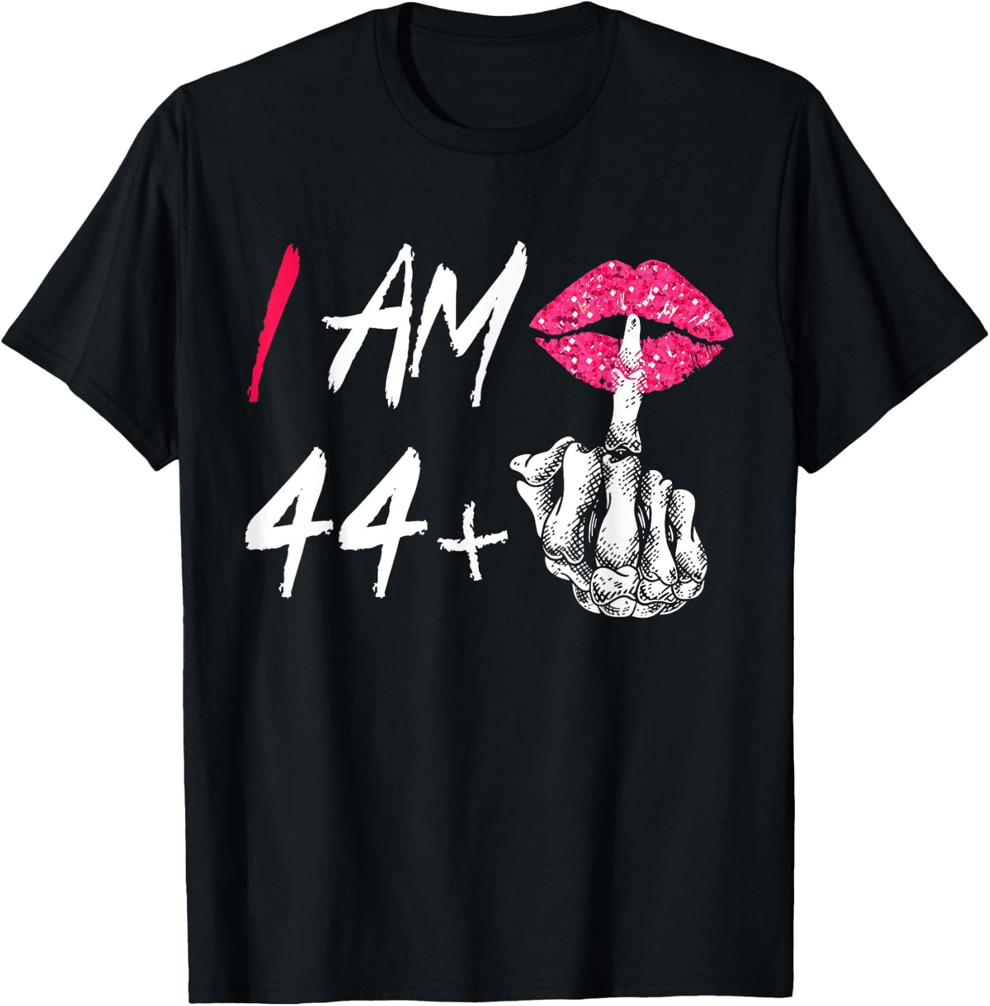I Am 44 Plus 1 Middle Finger Funny 45th Women's Birthday T-Shirt - T-Shirt | Black