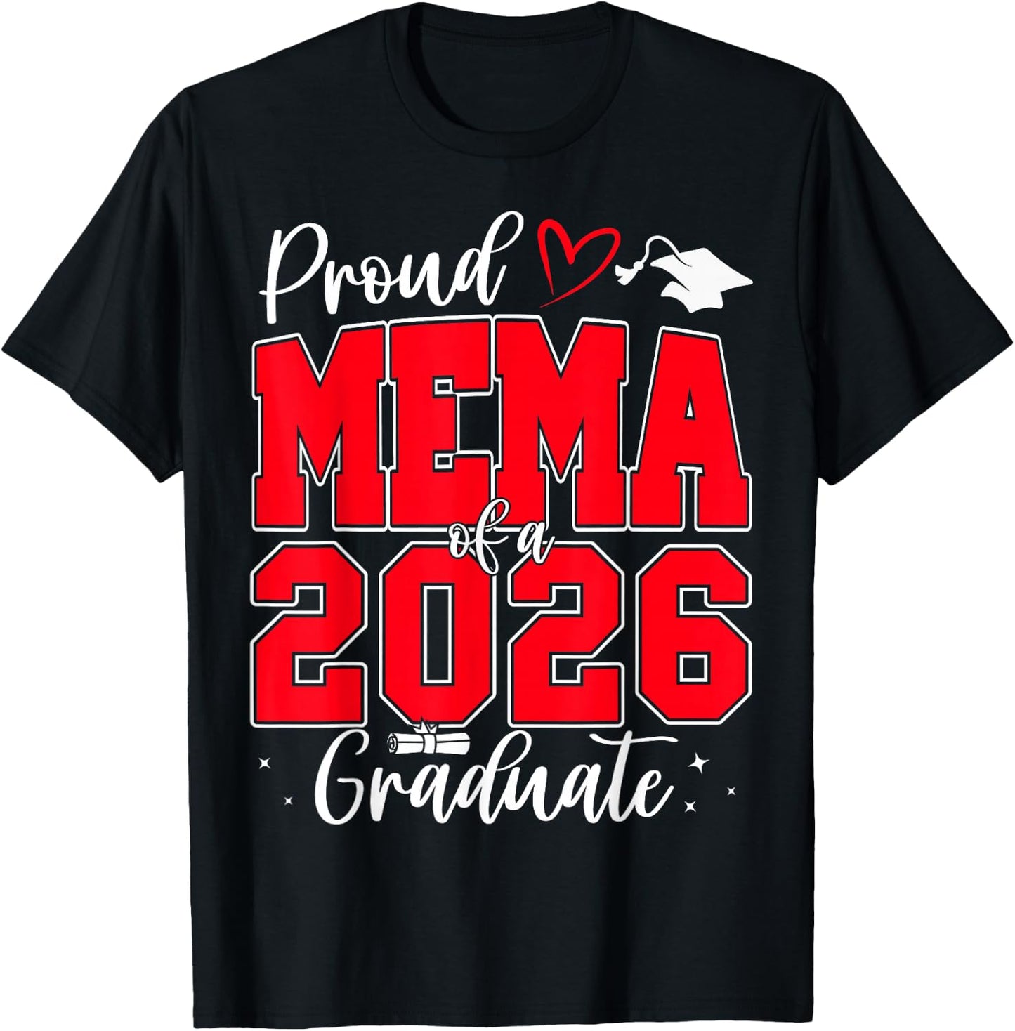 Proud Mema of a Class of 2026 Graduate Senior Graduation T-Shirt - T-Shirt | Black