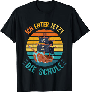 Children's School Child Cool Pirate Boys Ich Enter Jetzt Die School , black, 80 T-Shirt - T-Shirt | Black