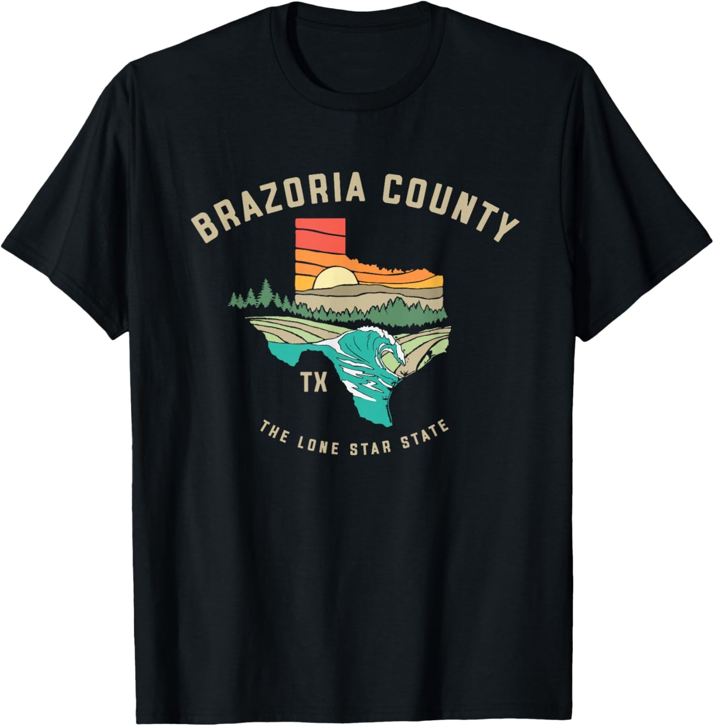 Brazoria County Texas Outdoors Vintage Nature Design T-Shirt - T-Shirt | Black