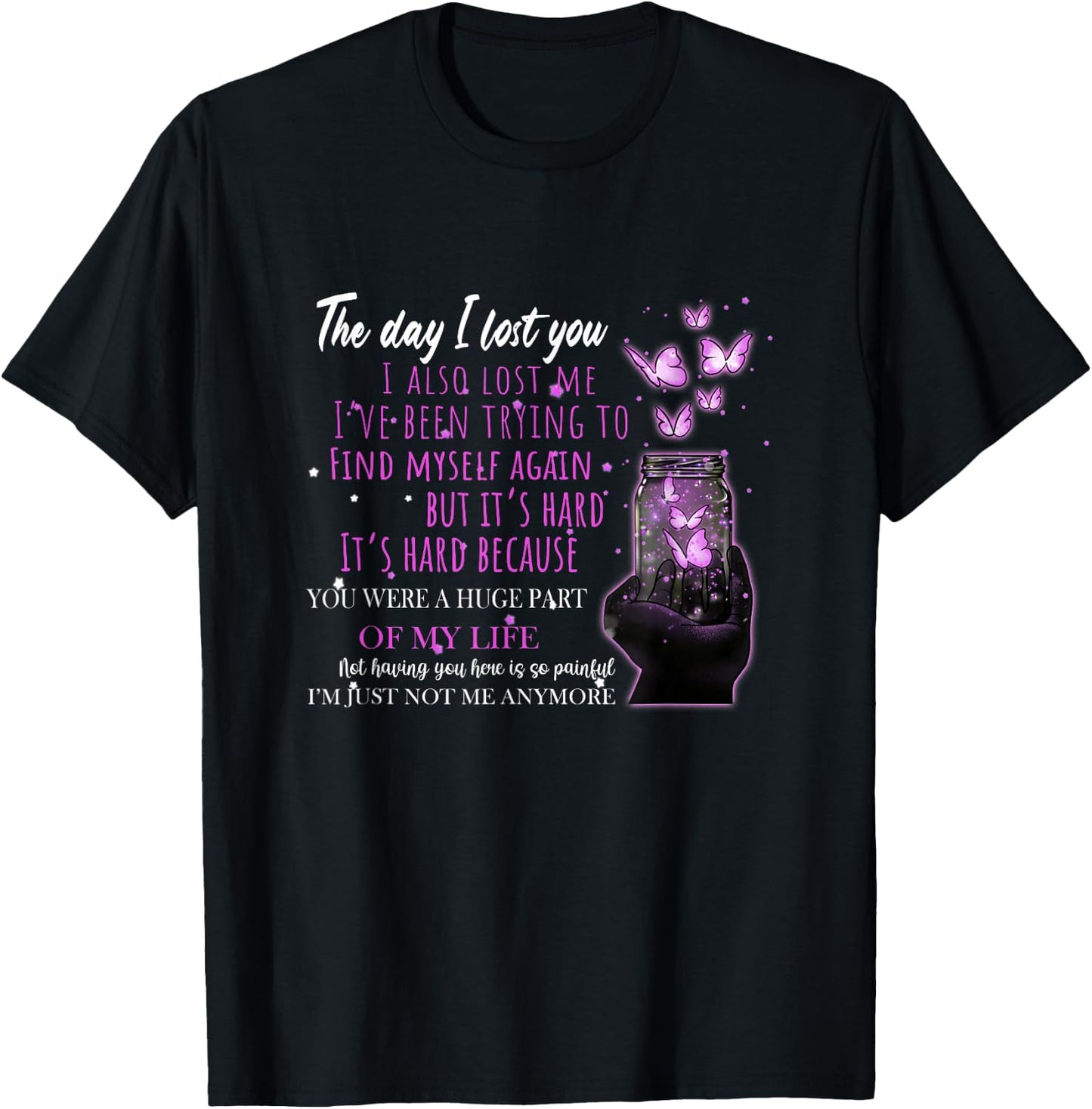 The Day I Lost You Butterfly Heaven Memorial Remembrance T-Shirt - T-Shirt | Black