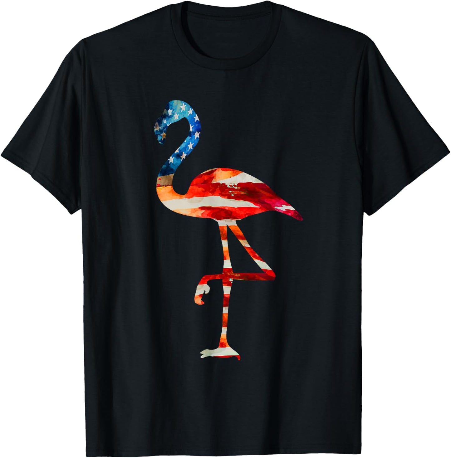 Flamingo American Flag - Vintage American Flamingo T-Shirt - T-Shirt | Black